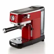 Ariete 1381 Macchina da caffè con manometro, compatibile con caffè in polvere e cialde ESE, 1300 W, Capacità 1,1 L, 15 bar di pressione, Filtro 1 o 2 tazze, Dispositivo Cappuccino Rosso