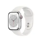 Apple Watch Series 8 GPS + Cellular 41mm Cassa in Alluminio color Argento con Cinturino Sport Band Bianco - Regular