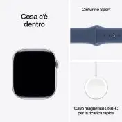 Apple Watch Series 10 GPS 46mm Cassa in Alluminio Color Argento con Denim Sport Band - S/M