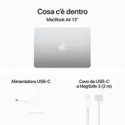 Apple MacBook Air 13'' M3 chip con core 8 CPU e core 8 GPU, 8GB, 256GB SSD Argento
