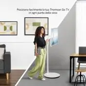 Thomson GO TV 32HA4M44 Televisione Smart TV 32 Pollici Led Portatile con ruote e batteria integrata Bianco