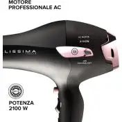 Bellissima P7 3200 Asciugacapelli, Motore Professionale, 2100 Watt, Ionizzatore, 2 Velocità, 3 Temperature, Diffusore per Ricci, Colpo Aria Fredda, Leggero, Custodia da Viaggio, Fermacavo