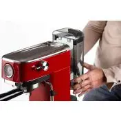Ariete 1381 Macchina da caffè con manometro, compatibile con caffè in polvere e cialde ESE, 1300 W, Capacità 1,1 L, 15 bar di pressione, Filtro 1 o 2 tazze, Dispositivo Cappuccino Rosso