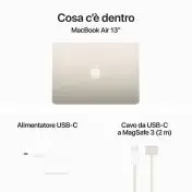 Apple MacBook Air 13": Chip M3 con CPU 8-core e GPU 10-core, 512GB SSD - Galassia