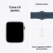 Apple Watch SE GPS Cassa 44mm in Alluminio Argento con Cinturino Sport Blu Tempesta - S/M