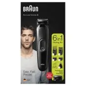 Braun MGK3220 Regolabarba Uomo 6-In-1, Rifinitore Viso, Naso E Orecchie E Tagliacapelli. Nero