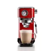 Ariete 1381 Macchina da caffè con manometro, compatibile con caffè in polvere e cialde ESE, 1300 W, Capacità 1,1 L, 15 bar di pressione, Filtro 1 o 2 tazze, Dispositivo Cappuccino Rosso