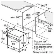 Bosch Serie 4 HQA574BB3 Forno da incasso  con vapore 60 x 60 cm Nero Classe A+