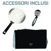 R.G.V. Forno Pizza Vulcano 33cm Piatto Girevole 450 Gradi Touchscreen Silver/nero 