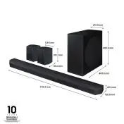 Samsung Soundbar HW-Q930D/ZF Serie Q, 17 Speaker, Wireless Dolby Atmos, Audio a 9.1.4 Canali, Q-Simphony, Alexa integrato e compatibile con Google Assistant, Titan Black