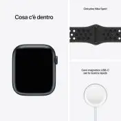 Apple Watch Nike Series 7 GPS + Cellular, 45mm Cassa in Alluminio Mezzanotte con Cinturino Sport Antracite/Nero