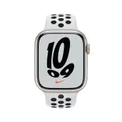 Apple Watch Nike Series 7 GPS, 45mm Cassa in Alluminio Galassia con Cinturino Sport Platino Puro/Nero