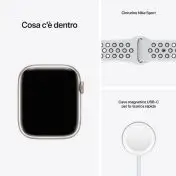 Apple Watch Nike Series 7 GPS, 45mm Cassa in Alluminio Galassia con Cinturino Sport Platino Puro/Nero