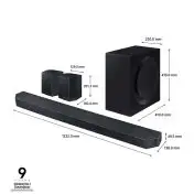 Samsung Soundbar HW-Q990C/ZF Serie Q, 22 speaker, Wireless Dolby Atmos, Audio a 11.1.4 canali, Q-Simphony, Compatibile con Alexa e Google Assistant, Black