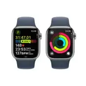 Apple Watch Series 9 GPS + Cellular Cassa 41mm in Acciaio inossidabile con Cinturino Sport Blu Tempesta - M/L