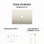Apple MacBook Air 15": Chip M3 con CPU 8-core e GPU 10-core, 256GB SSD - Galassia