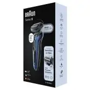 Braun Series 6 61-B1000s Rasoio Elettrico Uomo, SensoFlex, Wet&Dry, Ricaricabile, Rasoio A Lamina Senza Fili, Blu