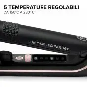 Bellissima Imetec XL ION, piastra lisciante per capelli, piastre larghe, ionizzatore, rivestimento ceramica e cheratina, 5 temperature da 150 a 230°C, riscaldamento rapido, cavo 1,8 m