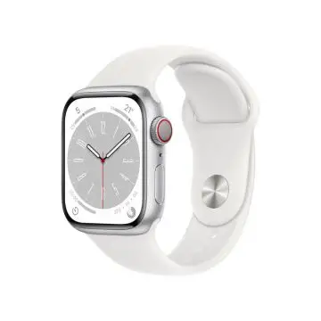Apple Watch Series 8 GPS + Cellular 41mm Cassa in Alluminio color Argento con Cinturino Sport Band Bianco - Regular , 143717