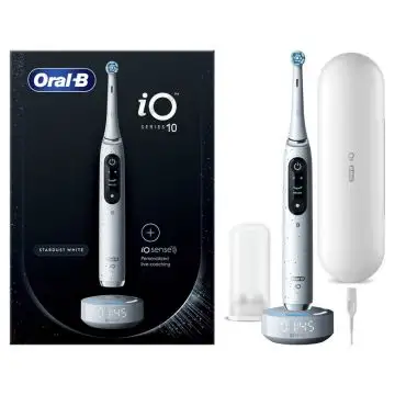 Oral-B iO Spazzolino Elettrico Ricaricabile 10 Bianco,1 Testina, 1 Custodia Da Viaggio ricaricabile, 1 Caricatore Sense , 143672