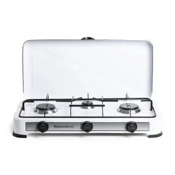 Melchioni Minerva new 3 Fornello a gas 3 fuochi con coperchio, 2,9kw, colore bianco , 158891