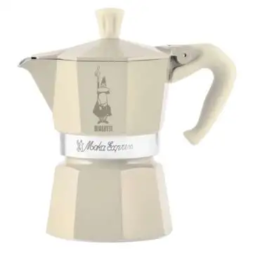 Bialetti Moka da Piano Cottura a Gas 3 Tazze 130ml Alluminio, Panna , 154820