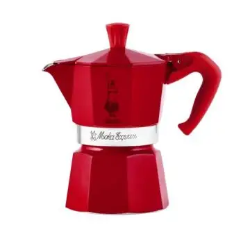 Bialetti Moka da Piano Cottura a Gas 3 Tazze 130ml Alluminio, Rosso , 154819