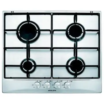 Glem Gas GT64IX Piano Cottura Da Incasso 4 Fornelli Acciaio inossidabile , 142856