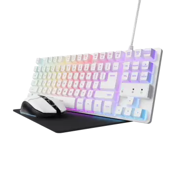 Trust 3-in-1 GXT 794W tastiera compatta TKL mouse wireless illuminato e tappetino per mouse , 151879