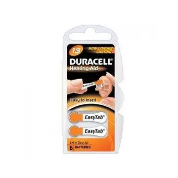 Duracell Easy Tab 13 Arancio - Batterie per Apparecchio Acustico (Confezione da 6) , 49420
