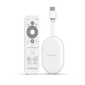THOMSON Google TV Go Cast 150, Dongle per streaming 4K UHD, Dolby Atmos, Dolby Digital+, Controllo vocale, Googlecast, SDRAM 2 GB, Flash 8 GB, Adattatore di alimentazione multipresa , 160605
