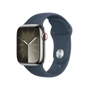 Apple Watch Series 9 GPS + Cellular Cassa 41mm in Acciaio inossidabile con Cinturino Sport Blu Tempesta - M/L , 149773