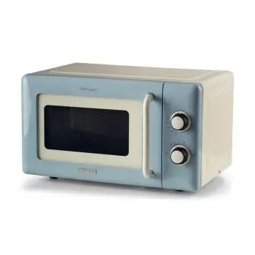 Ariete Linea Vintage 3960 Forno a microonde Vintage, 800W, Capacità 20L, 3 funzioni, 6 livelli di cottura, Timer, Celeste , 160021