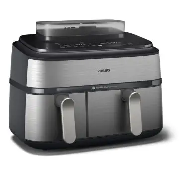 Philips NA555/00 Friggiytice ad Aria doppio cestello con cottura a vapore, 5000 series, 9 litri, 19 metodi di cottura, App per ricette , 160133