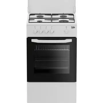 Beko Cucina CSG42009DW, (LxDxA) 50x50x85, Bianca, Forno a gas + grill, piano cottura a gas 4 zone, Coperchio in metallo , 155321