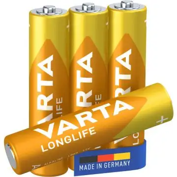 Varta Longlife, Batteria Alcalina, AAA, Micro, LR03, 1.5V, Blister da 4, Made in Germany , 123569