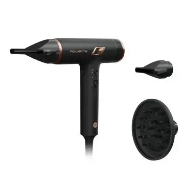 Rowenta Nano Asciugacapelli Brushless Compatto ad Alta Velocità, Boost di Ioni Antistatici e Sensore di Temperatura per Capelli Setosi e Luminosi, 3 Impostazioni di Velocità/Temperatura, HY8 , 158836
