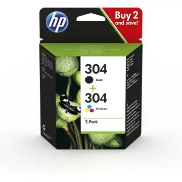 HP Confezione da 2 cartucce di inchiostro nero/in tricromia originali 304 , 119998