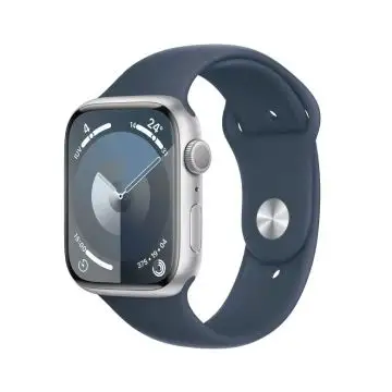 Apple Watch Series 9 GPS Cassa 45mm in Alluminio Argento con Cinturino Sport Blu Tempesta - S/M , 149755