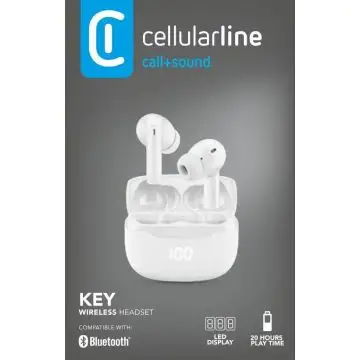 Cellularline Key Auricolari TWS Bluetooth custodia di ricarica e display led , 157523