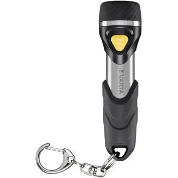 Varta Day Light Key Chain LED Flashlight (incl. anello portachiavi e 1x batteria AAA Longlife Power, antiurto) argento/nero per la casa, tutti i giorni, interruzioni di corrente , 129247