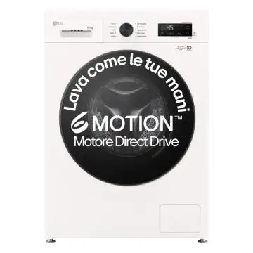 LG W4NX1085NWB Lavasciuga 8/5kg Serie X1, Classe A/E, 6 Motion Direct Drive, Wi-Fi, 1400 giri, Allergy Care, Bianca , 161181