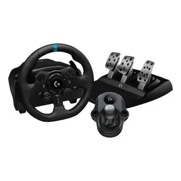 Logitech G Kit da corsa Logitech G923 SE: volante da corsa e pedali G923, TRUEFORCE, vera pelle + leva del cambio Driving Force - Per PS5, PS4, PC, Mac - Nero , 156760
