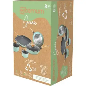 Aeternum Green Induction Wood Batteria 8 Pezzi Padelle Antiaderenti Adatto a Induzione 100% materiali riciclabili , 141908