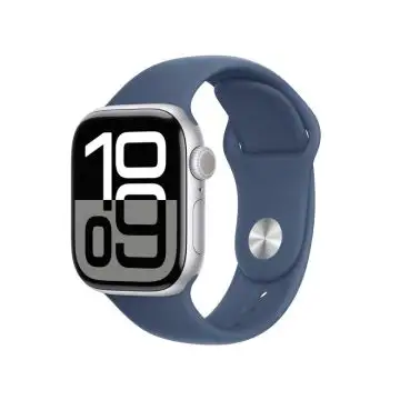 Apple Watch Series 10 GPS + Cellular 42mm Cassa in Alluminio Color Argento con Denim Sport Band - S/M , 155577