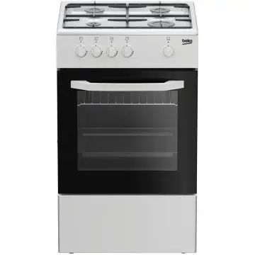 Beko Cucina CSG42001FW, (LxDxA) 50x50x85, Bianca, Forno a gas, piano cottura a gas 4 zone, Coperchio in metallo , 97810
