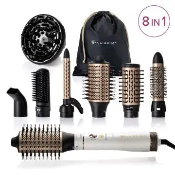 Bellissima Imetec Air Wonder, Spazzola Ad Aria Calda, Tecnologia A Ioni, Spazzole Rivestite In Ceramica E Cheratina, Asciuga, Dona Volume, 8 Accessori, 1000 W , 139743