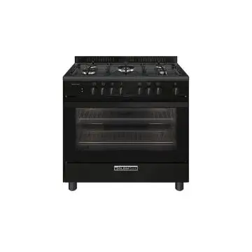 Glem Gas Cucina a Gas SA965MBK 90X60 con Forno Ventilato Nero Carbone , 157180