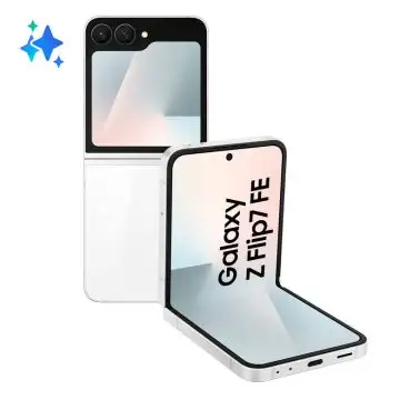 Samsung Galaxy Z Flip7 FE Smartphone AI, RAM 8GB, 128GB, Display 3,4" Super AMOLED/6,7" Dynamic AMOLED 2X, Fotocamera 50MP, White , 160671