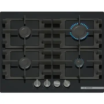 Bosch Serie 4 PNP6B6K40 , Piano cottura a gas, 60 cm, Vetro temperato, Nero , 158359